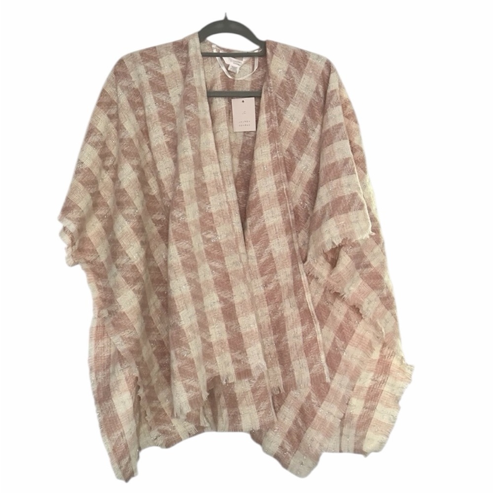 LC Lauren Conrad Woman’s Houndstooth Topper Shawl NWT Color: Pink